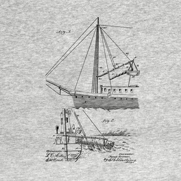 Life Saving Apparatus for Boat Vintage Patent Hand Drawing by TheYoungDesigns